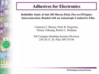 Adhesives for Electronics