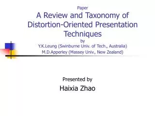 Presented by Haixia Zhao
