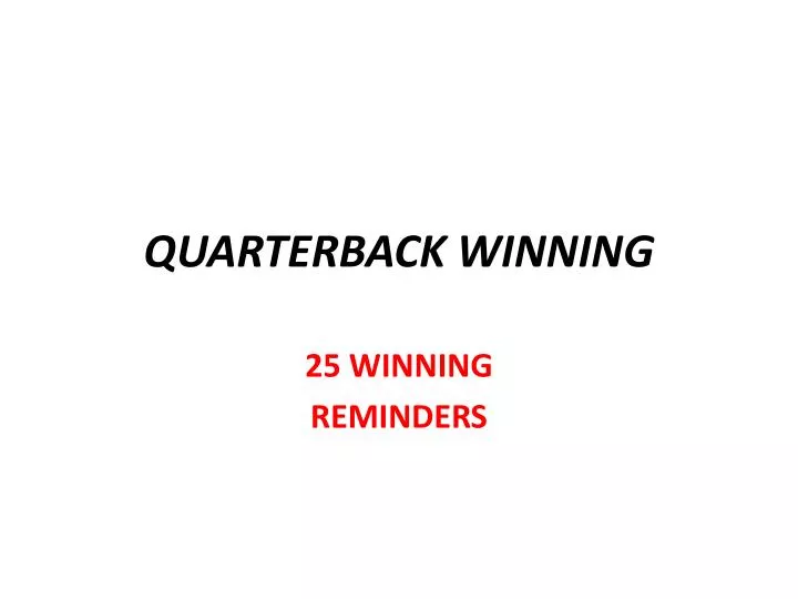 quarterback winning