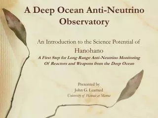 A Deep Ocean Anti-Neutrino Observatory
