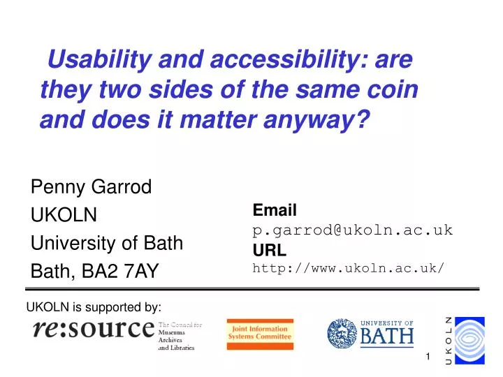 usability and accessibility are they two sides of the same coin and does it matter anyway