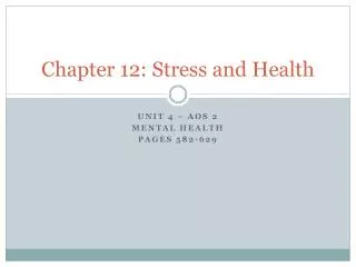 Chapter 12: Stress and Health