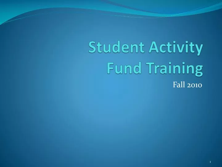 student activity fund training