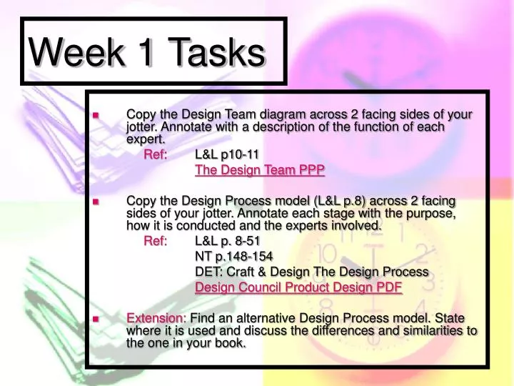 week 1 tasks