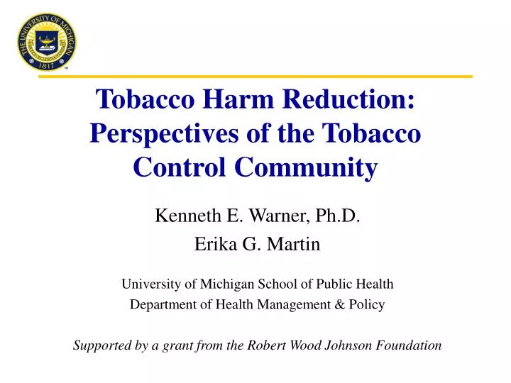 tobacco harm reduction perspectives of the tobacco control community