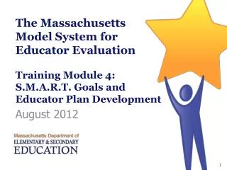 The Massachusetts Model System for Educator Evaluation Training Module 4: S.M.A.R.T. Goals and Educator Plan Development