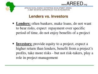 Lenders vs. Investors