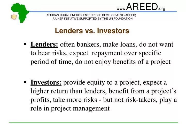 lenders vs investors
