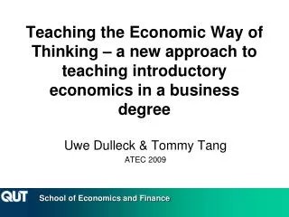 Teaching the Economic Way of Thinking – a new approach to teaching introductory economics in a business degree