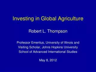 Investing in Global Agriculture