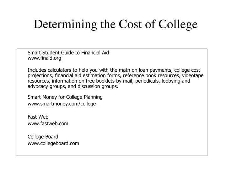 determining the cost of college