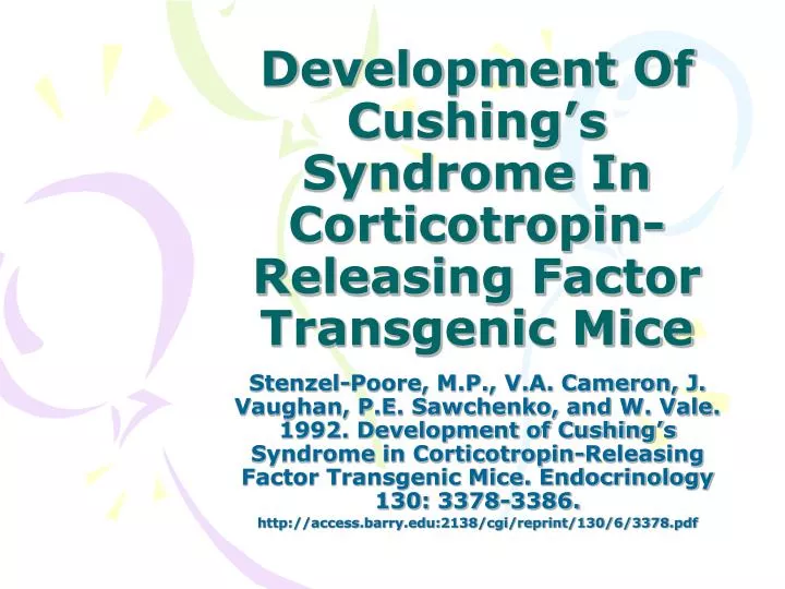 development of cushing s syndrome in corticotropin releasing factor transgenic mice
