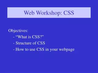 Web Workshop: CSS