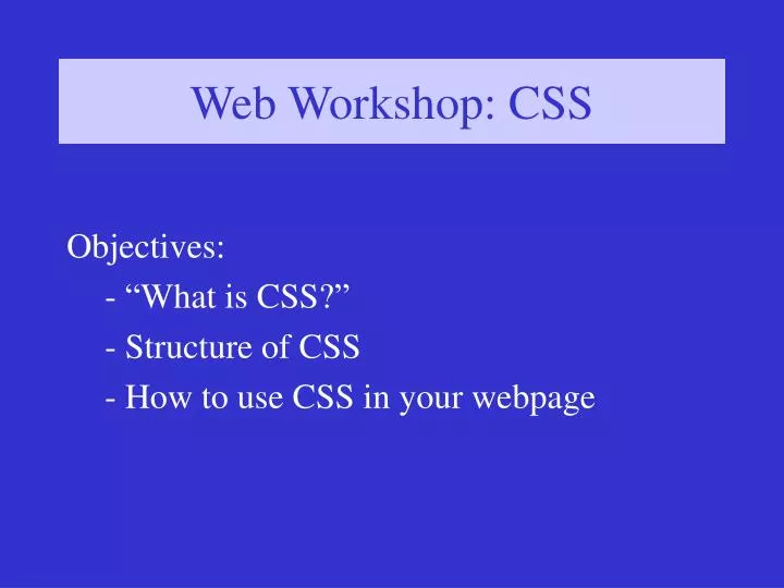 web workshop css