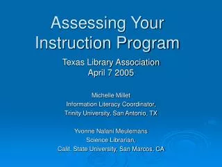 Assessing Your Instruction Program