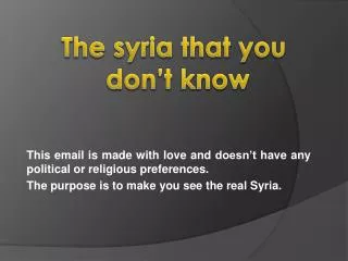 The syria that you don’t know