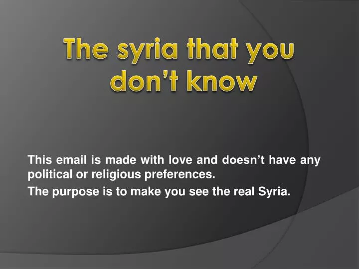 the syria that you don t know