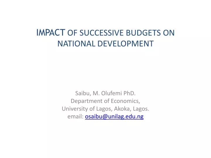 impact of successive budgets on national development