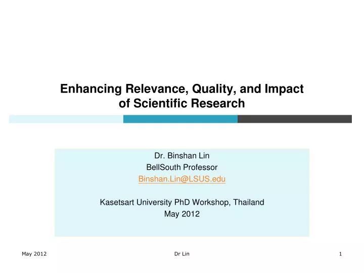 enhancing relevance quality and impact of scientific research