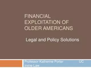 Financial Exploitation of Older Americans