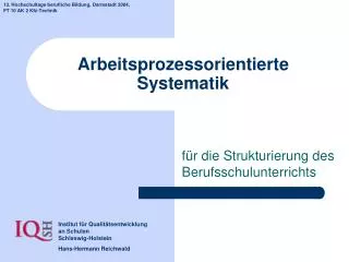 arbeitsprozessorientierte systematik