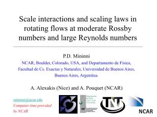 Scale interactions and scaling laws in rotating flows at moderate Rossby numbers and large Reynolds numbers