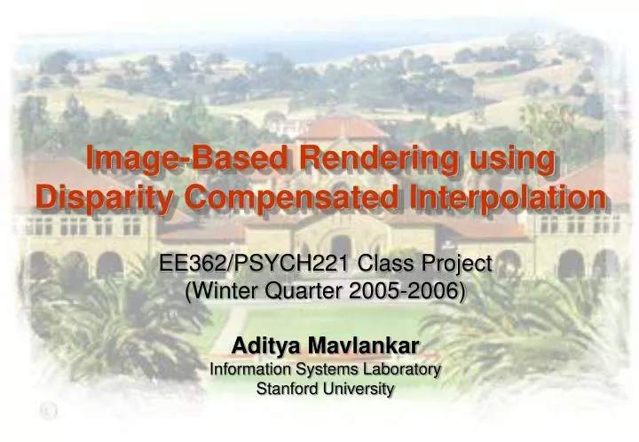 image based rendering using disparity compensated interpolation
