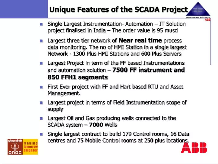 unique features of the scada project