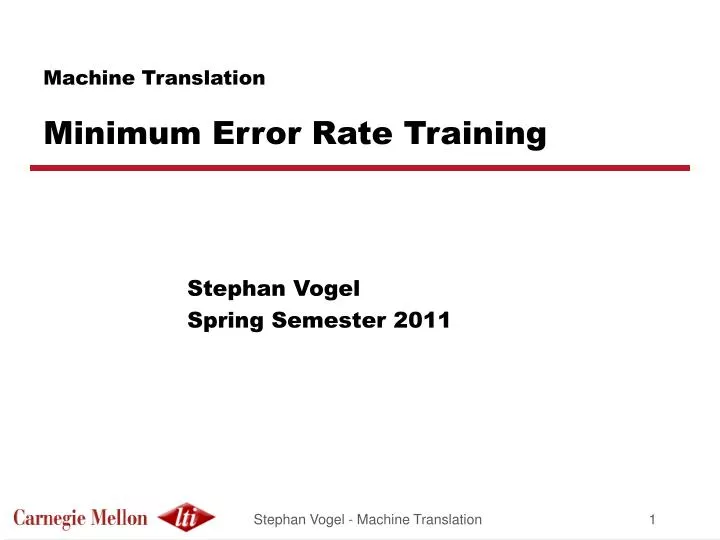 machine translation minimum error rate training