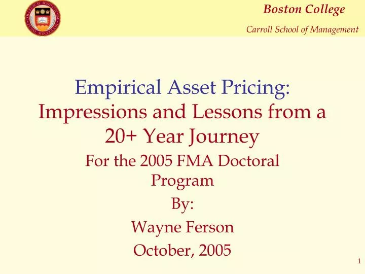 empirical asset pricing impressions and lessons from a 20 year journey