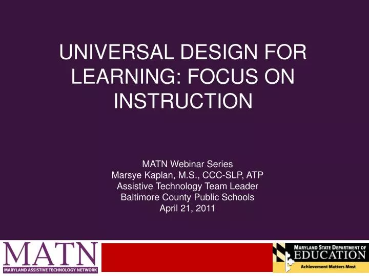 universal design for learning focus on instruction