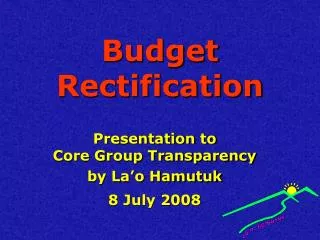 Budget Rectification