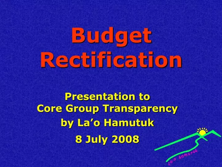 budget rectification