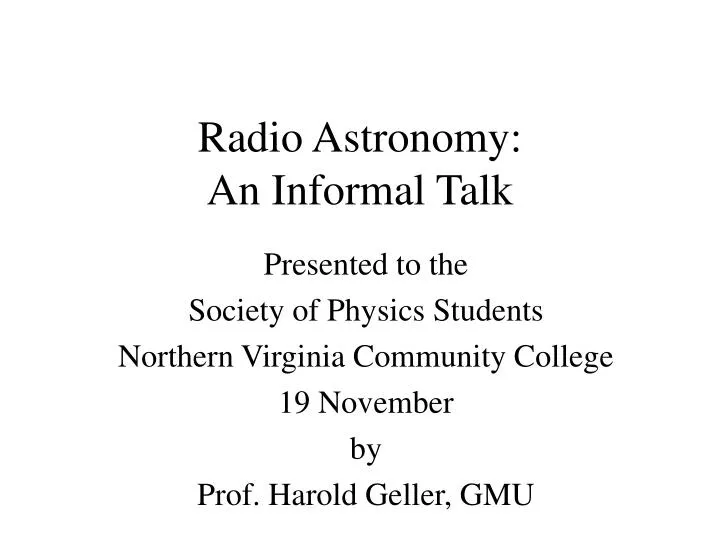 radio astronomy an informal talk