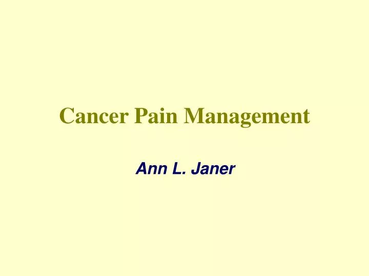 cancer pain management
