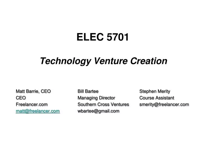 elec 5701 technology venture creation