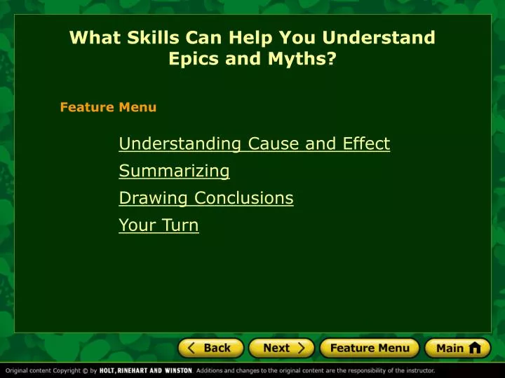 what skills can help you understand epics and myths