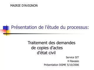 pr sentation de l tude du processus