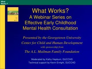 What Works? A Webinar Series on Effective Early Childhood Mental Health Consultation