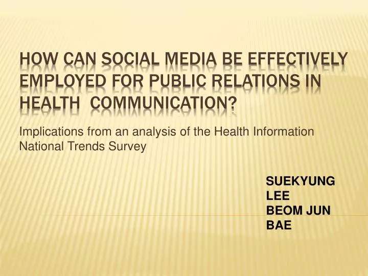 implications from an analysis of the health information national trends survey
