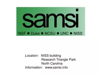 Location: NISS building Research Triangle Park North Carolina Informati
