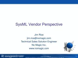 SysML Vendor Perspective