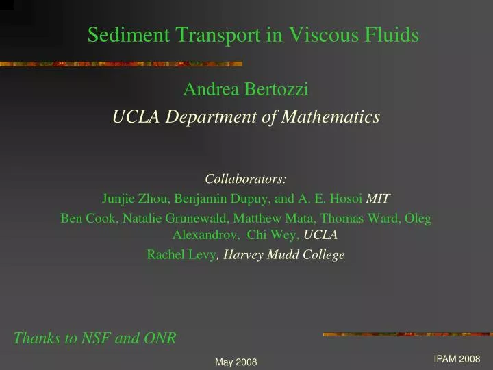 sediment transport in viscous fluids