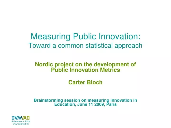 measuring public innovation toward a common statistical approach