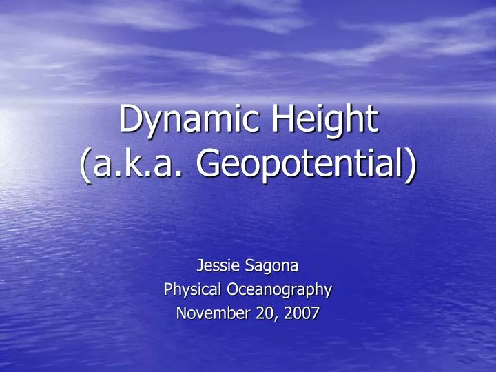 dynamic height a k a geopotential