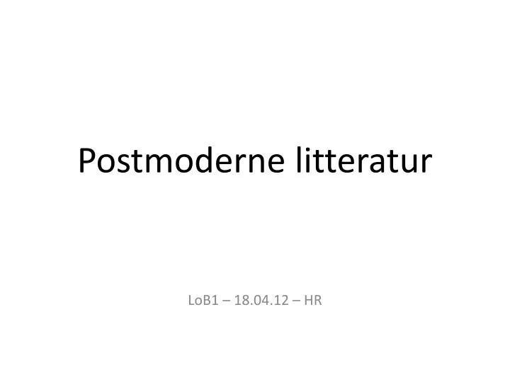 postmoderne litteratur
