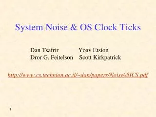System Noise &amp; OS Clock Ticks