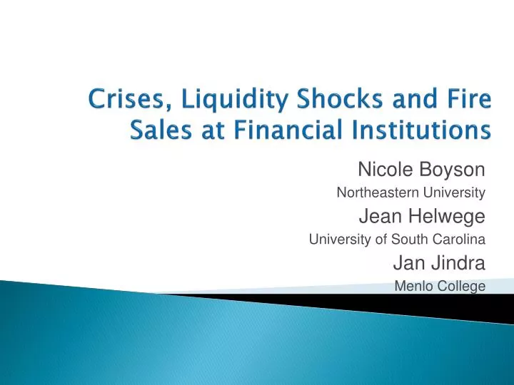 crises liquidity shocks and fire sales at financial institutions