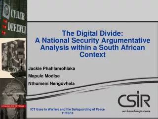 The Digital Divide: A National Security Argumentative Analysis within a South African Context