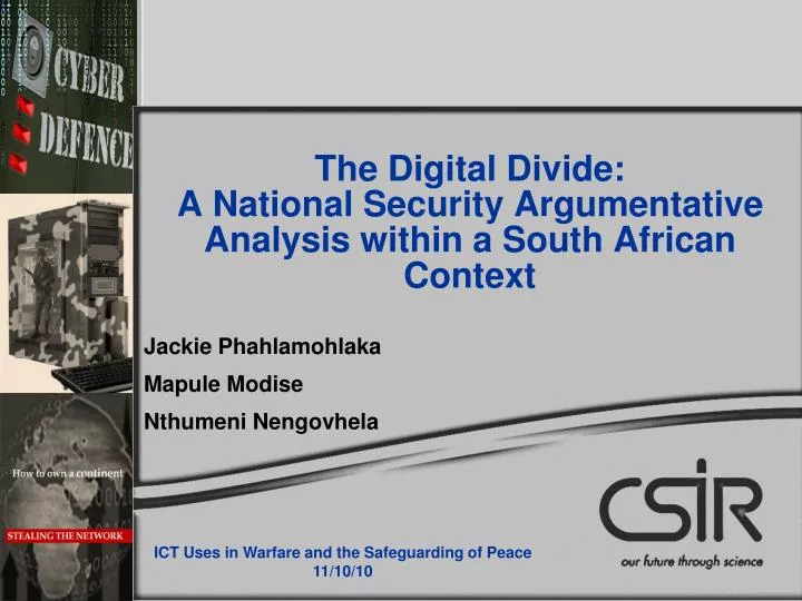 the digital divide a national security argumentative analysis within a south african context